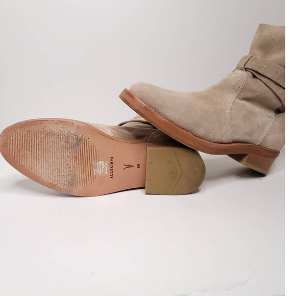 All Saints carla stud strap ankle boots in stone suede Size 39 EU/ 8 US - Picture 9 of 11